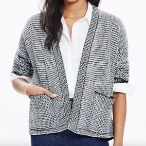 Madewell Textured Cocoon Cardigan Knit Sweater Open Jacket M Coat black white